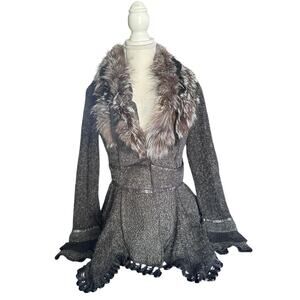Dolce Cabo Y2K jacket with Raccoon Fur Trim Medium